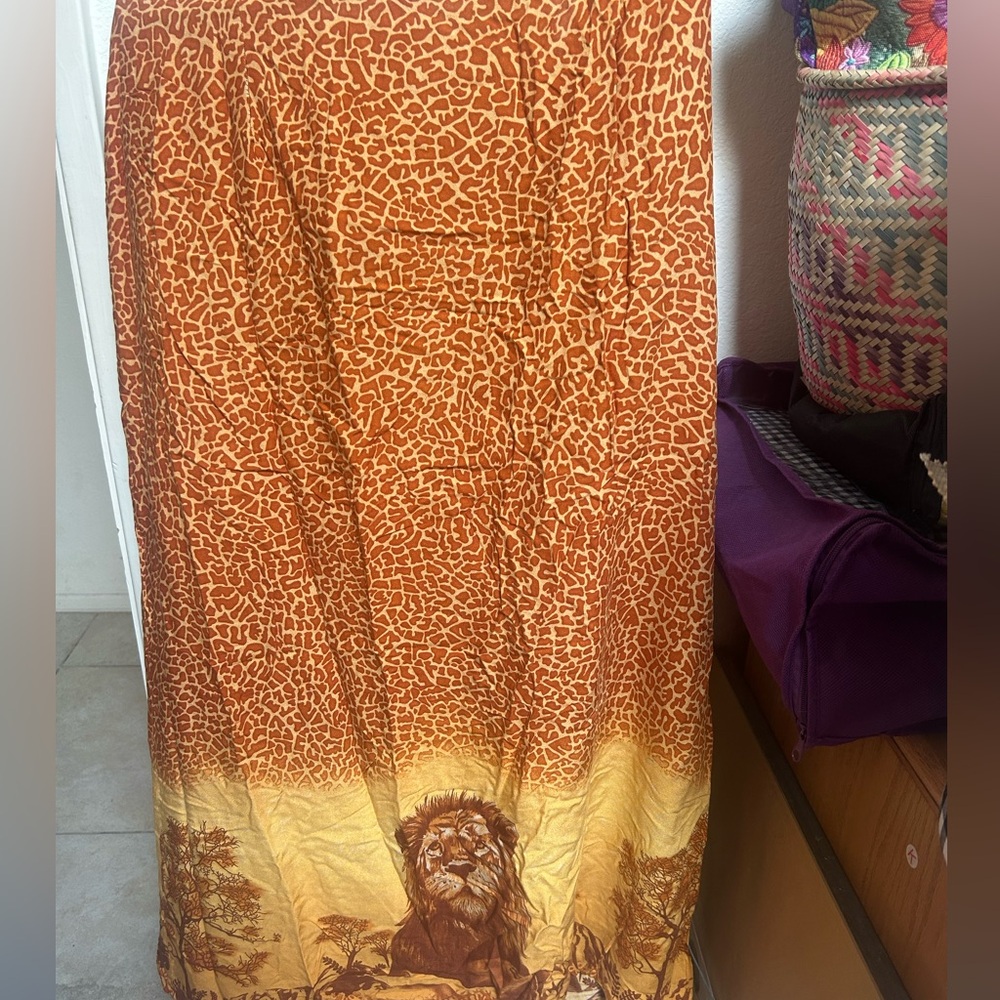Bedford Fair Rust and Mustard Animal Print Maxi Skirt